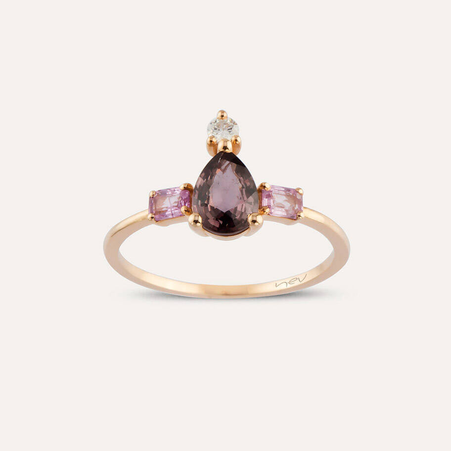 1.16 CT Multicolor Safir ve Pırlanta Taşlı Rose Altın Yüzük