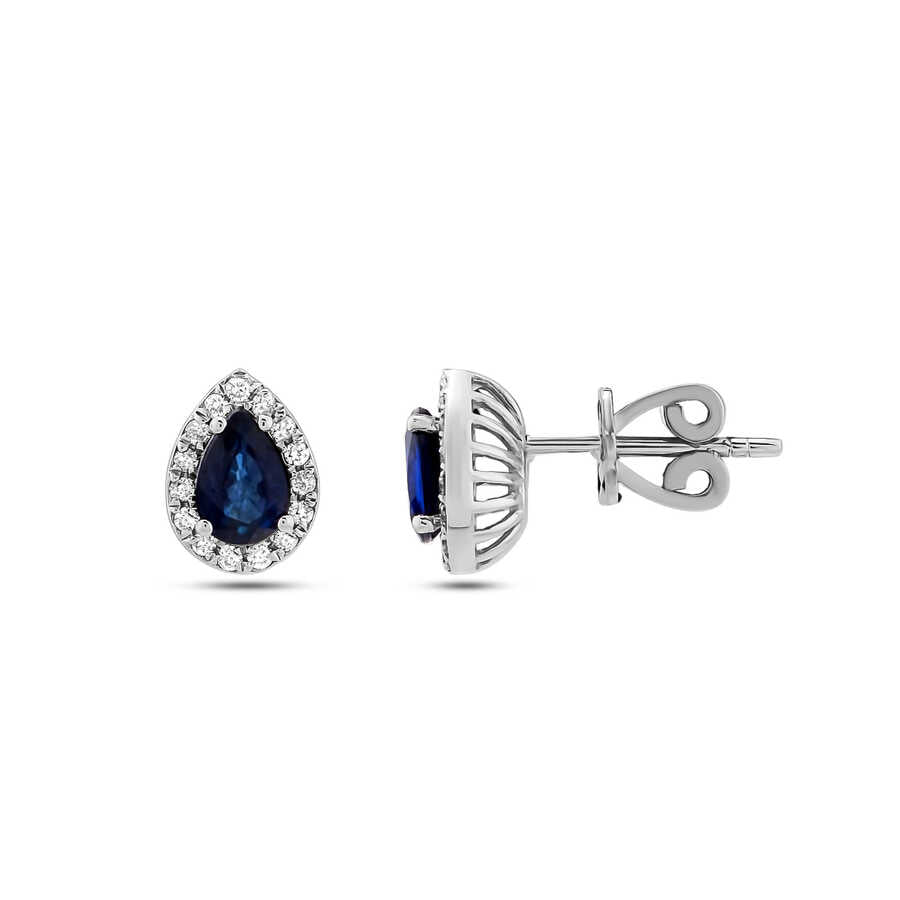 1,18 Karat Pırlanta Safir Küpe