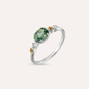 1.19 CT Multicolor Safir ve Pırlanta Taşlı Beyaz Altın Yüzük