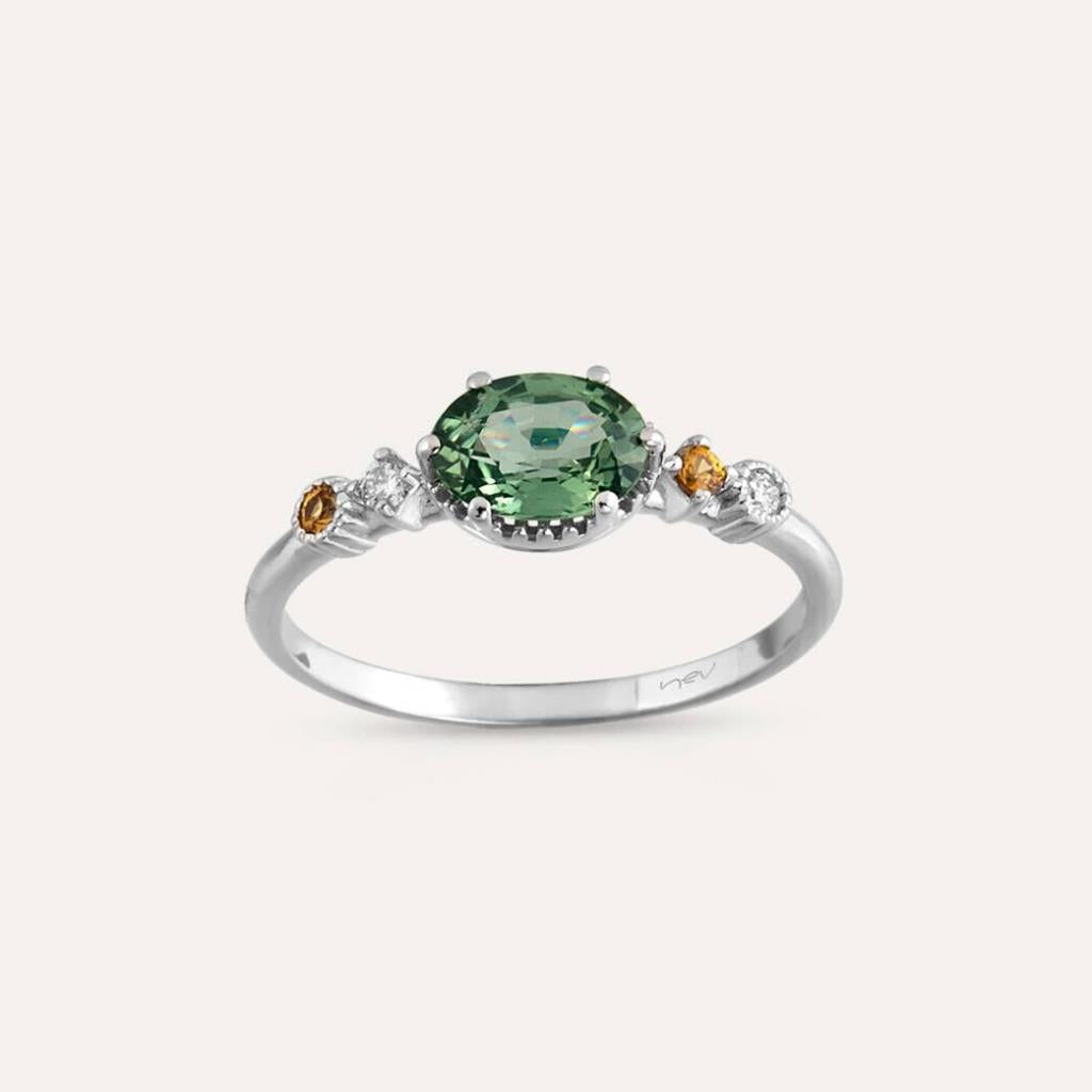 1.19 CT Multicolor Safir ve Pırlanta Taşlı Beyaz Altın Yüzük