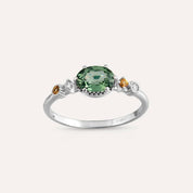 1.19 CT Multicolor Safir ve Pırlanta Taşlı Beyaz Altın Yüzük