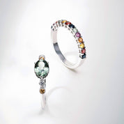 1.19 CT Multicolor Safir ve Pırlanta Taşlı Beyaz Altın Yüzük