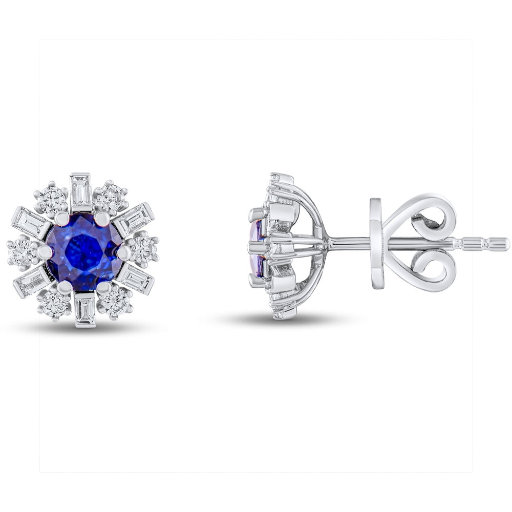 1,35 Karat Pırlanta Safir Küpe