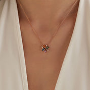 1.38 CT Multicolor Safir ve Pırlanta Taşlı Kolye