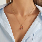 1.42 CT Multicolor Safir ve Brown Pırlanta Taşlı Rose Altın B Harf Kolye
