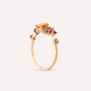 1.61 CT Multicolor Safir ve Brown Pırlanta Taşlı Rose Altın Yüzük