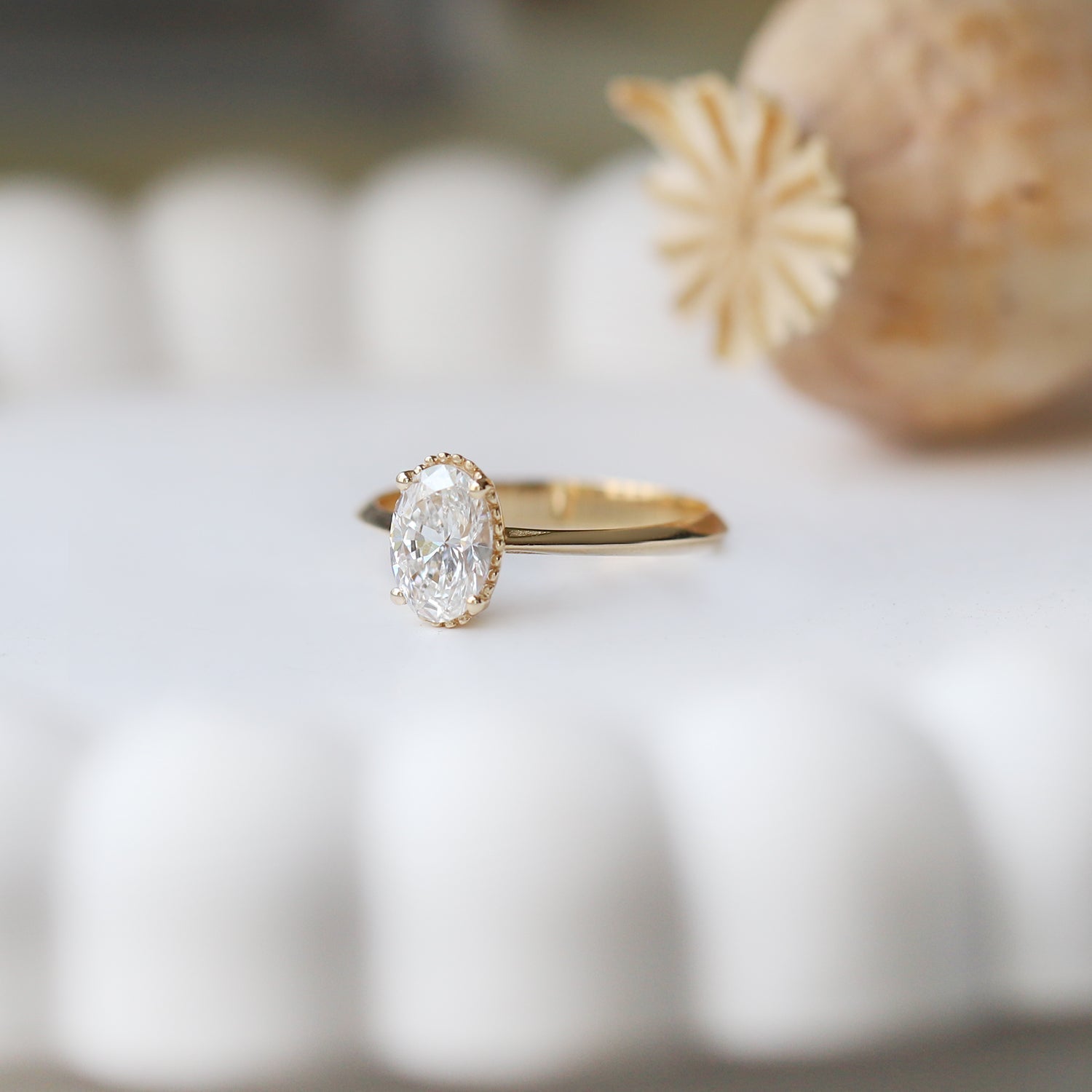 1.00 Karat F SI2 GIA Sertifikalı Oval Tektaş Yüzük