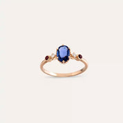 Fiver 1.01 CT Blue Safir ve Pırlanta Taşlı Rose Altın Yüzük