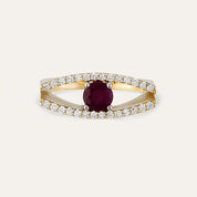 1.01 CT Yakut ve Pırlanta Taşlı Sarı Altın Yüzük