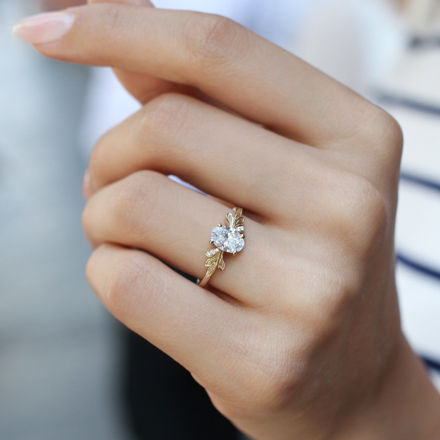 1.02 CT Vintage Dal Tasarım Pırlanta Yüzük