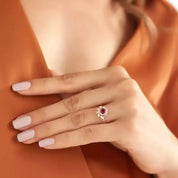 1.02 CT Yakut ve Pırlanta Taşlı Rose Altın Yüzük