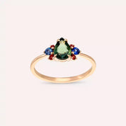 Dew 1.03 CT Multicolor Safir Taşlı Rose Altın Yüzük