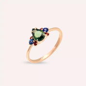 Dew 1.03 CT Multicolor Safir Taşlı Rose Altın Yüzük