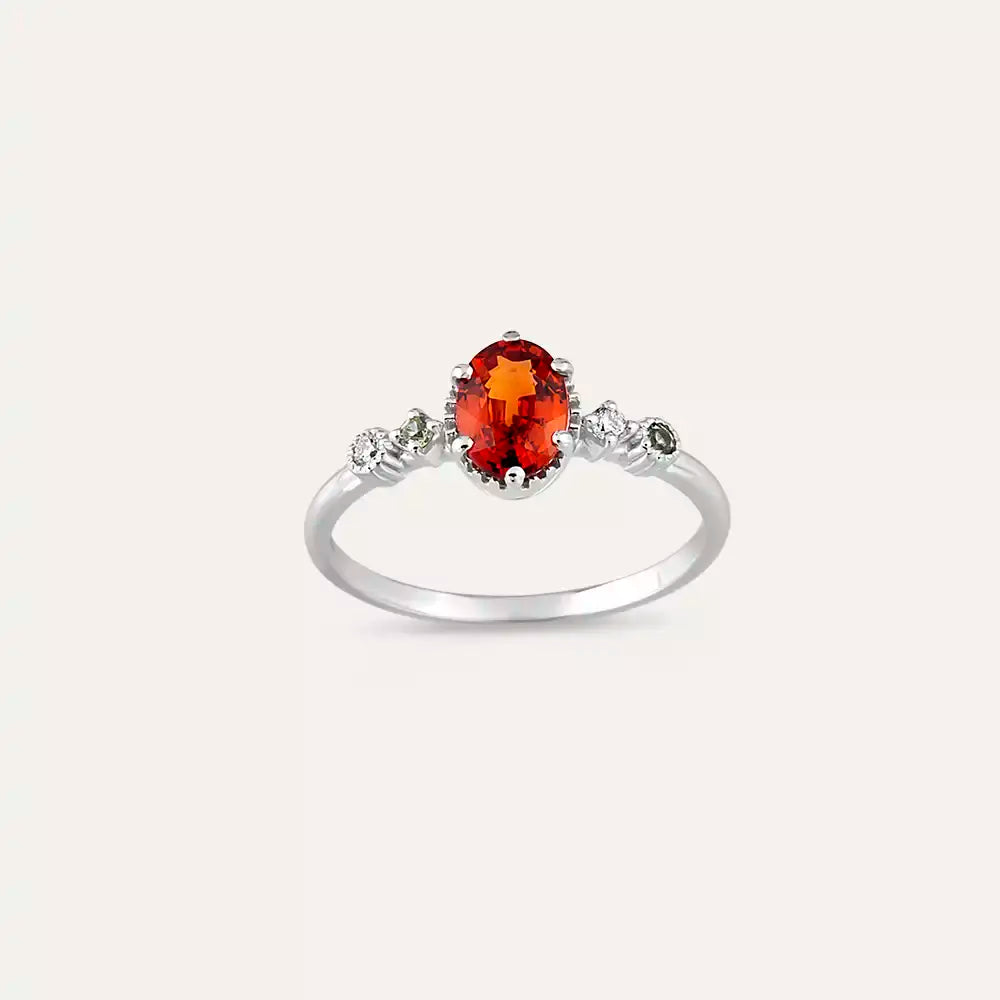 1.03 CT Multicolor Safir ve Pırlanta Taşlı Beyaz Altın Yüzük