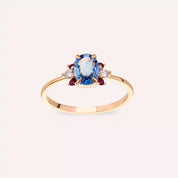 Navy 1.04 CT Multicolor Safir, Yakut ve Pırlanta Taşlı Rose Altın Yüzük