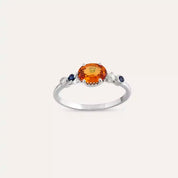 1.06 CT Multicolor Safir ve Pırlanta Taşlı Beyaz Altın Yüzük