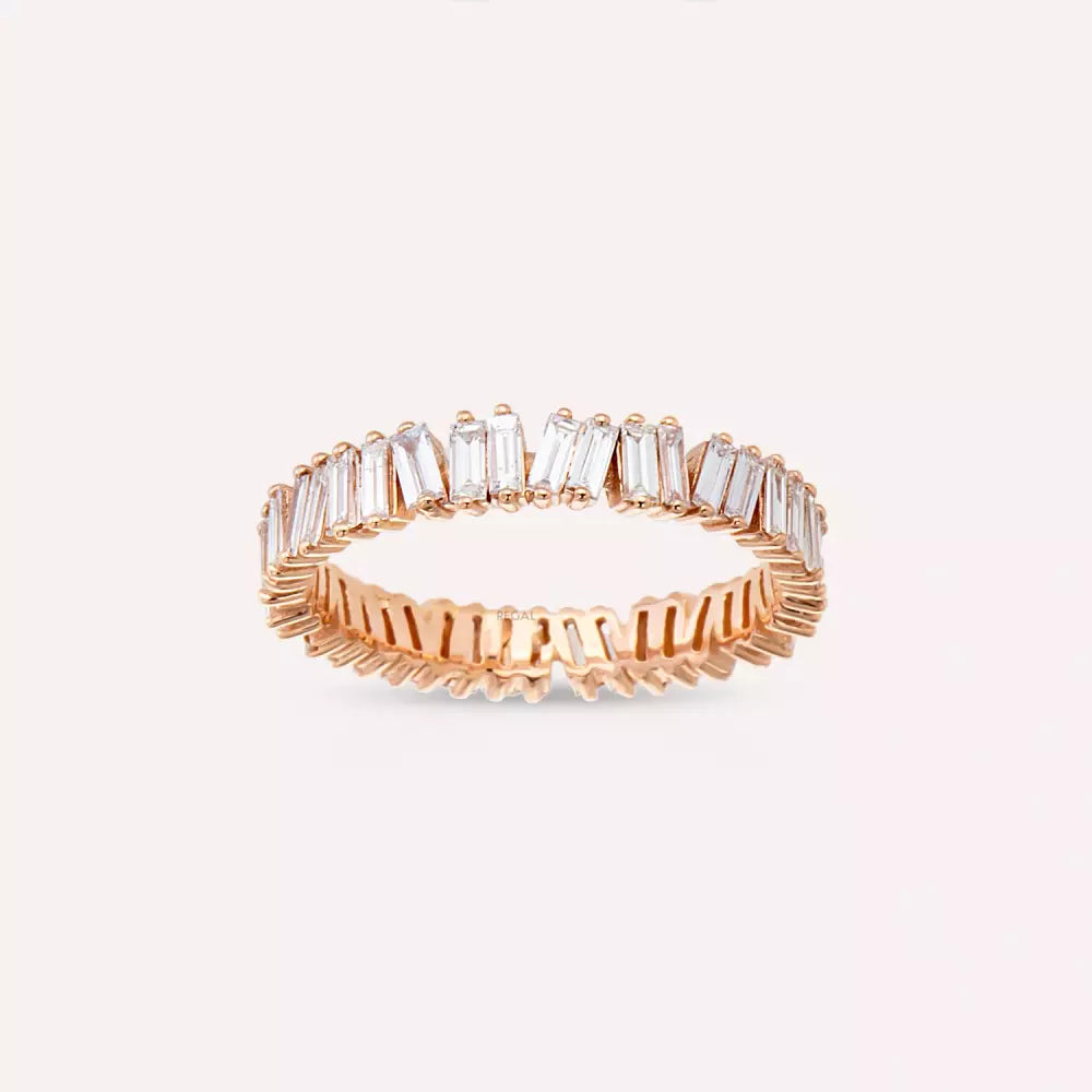 1.07 CT Baget Kesim Pırlanta Taşlı Rose Altın Tamtur Yüzük
