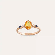Fiver 1.07 CT Multicolor Safir ve Pırlanta Taşlı Rose Altın Yüzük