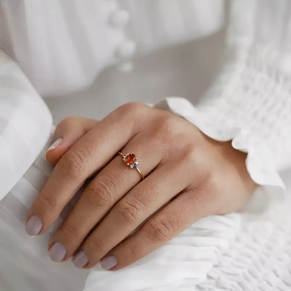 Dew 1.07 CT Multicolor Safir ve Pırlanta Taşlı Sarı Altın Yüzük