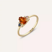 Dew 1.07 CT Multicolor Safir ve Pırlanta Taşlı Sarı Altın Yüzük