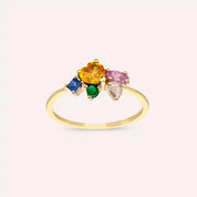 Cosmo 1.08 CT Elmas, Multicolor Safir ve Brown Pırlanta Taşlı Yüzük