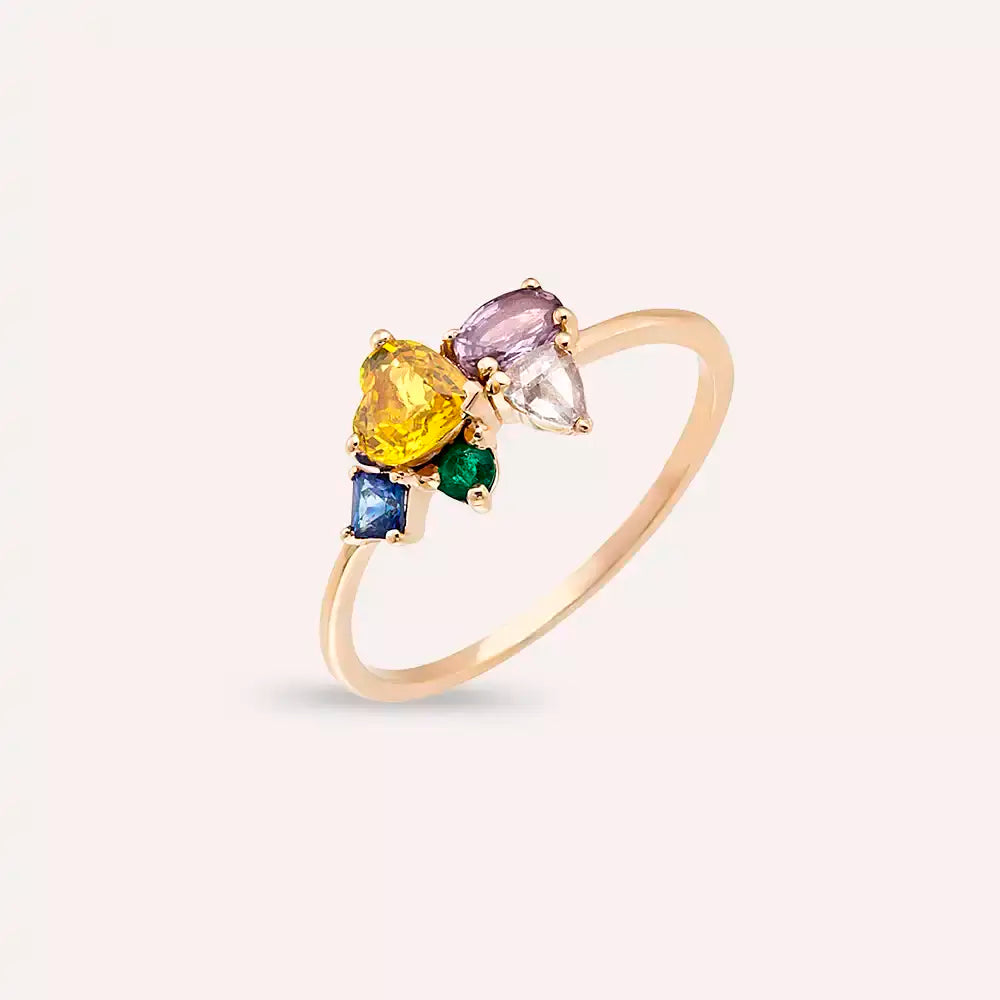 Cosmo 1.09 CT Multicolor Safir, Elmas ve Zümrüt Taşlı Yüzük