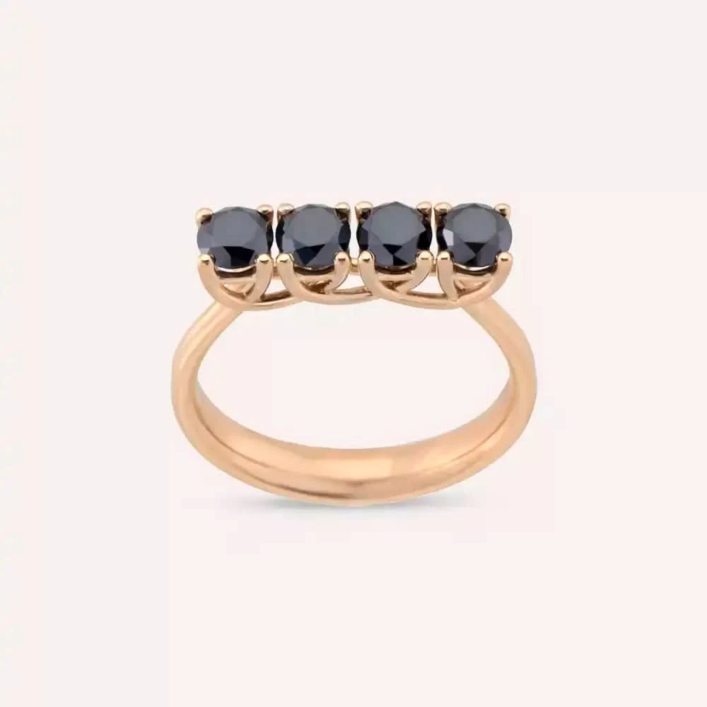 1.10 CT Siyah Pırlanta Taşlı Rose Altın Yüzük