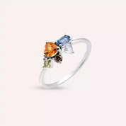 Cosmo 1.12 CT Elmas, Multicolor Safir ve Brown Pırlanta Taşlı Yüzük