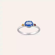 1.13 CT Multicolor Safir Taşlı Beyaz Altın Yüzük