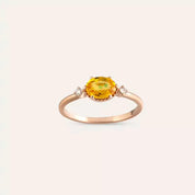 1.13 CT Yellow Safir ve Pırlanta Taşlı Rose Altın Yüzük