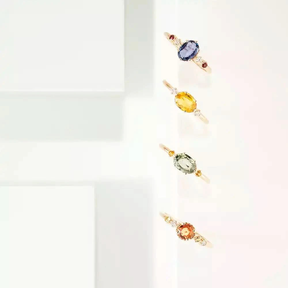 1.13 CT Yellow Safir ve Pırlanta Taşlı Rose Altın Yüzük