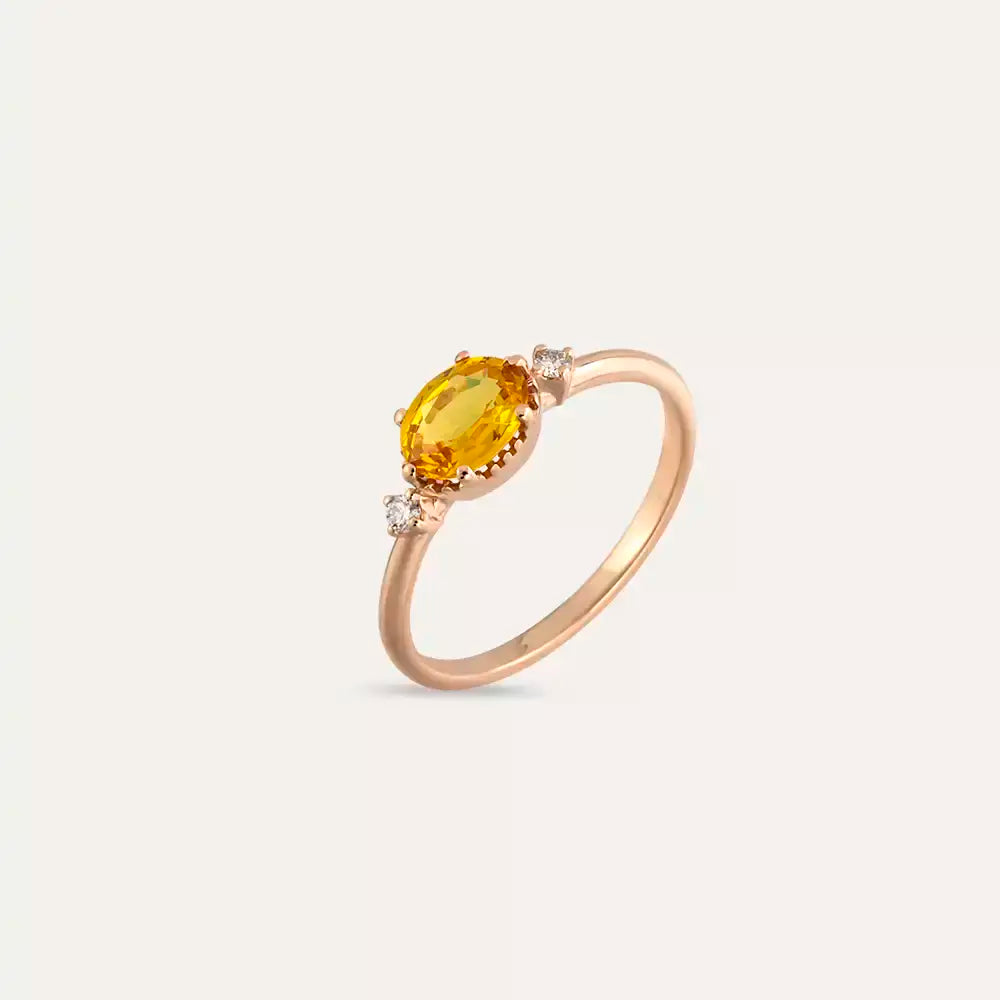 Swing 1.13 CT Yellow Safir ve Pırlanta Taşlı Rose Altın Yüzük