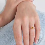 Swing 1.13 CT Yellow Safir ve Pırlanta Taşlı Rose Altın Yüzük