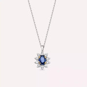 1.15 CT Safir ve Pırlanta Taşlı Beyaz Altın Anturaj Kolye