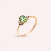 Navy 1.19 CT Green Safir ve Brown Pırlanta Taşlı Rose Altın Yüzük