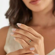 Navy 1.19 CT Green Safir ve Brown Pırlanta Taşlı Rose Altın Yüzük