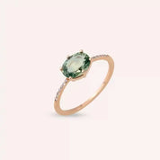 1.21 CT Green Safir ve Pırlanta Taşlı Rose Altın Yüzük