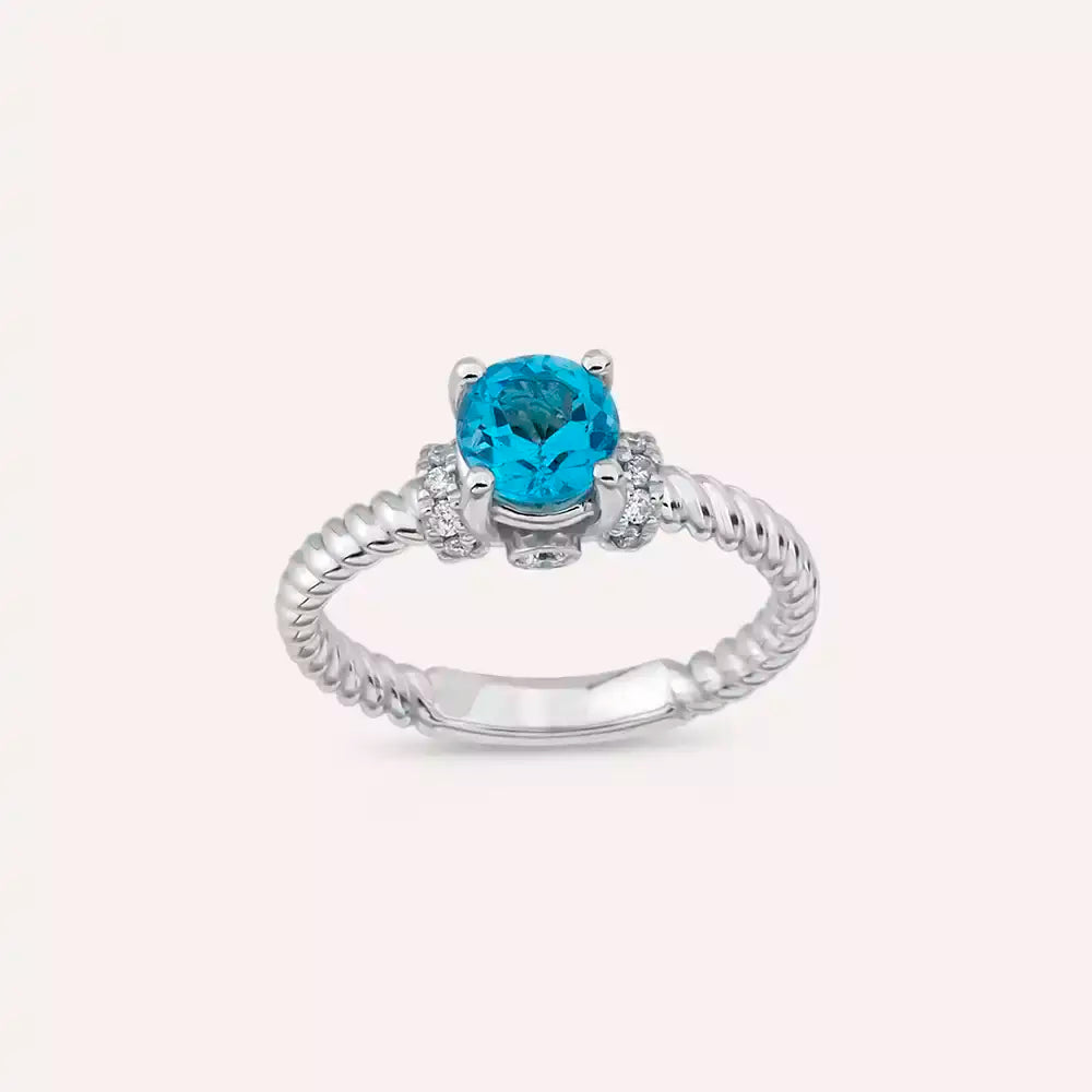1.22 CT Topaz ve Pırlanta Taşlı Beyaz Altın Yüzük