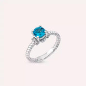 1.22 CT Topaz ve Pırlanta Taşlı Beyaz Altın Yüzük