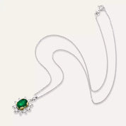 1.25 CT Zümrüt ve Pırlanta Taşlı Beyaz Altın Anturaj Kolye