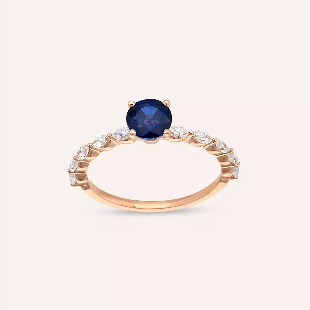 1.28 CT Safir ve Markiz Kesim Pırlanta Taşlı Yüzük