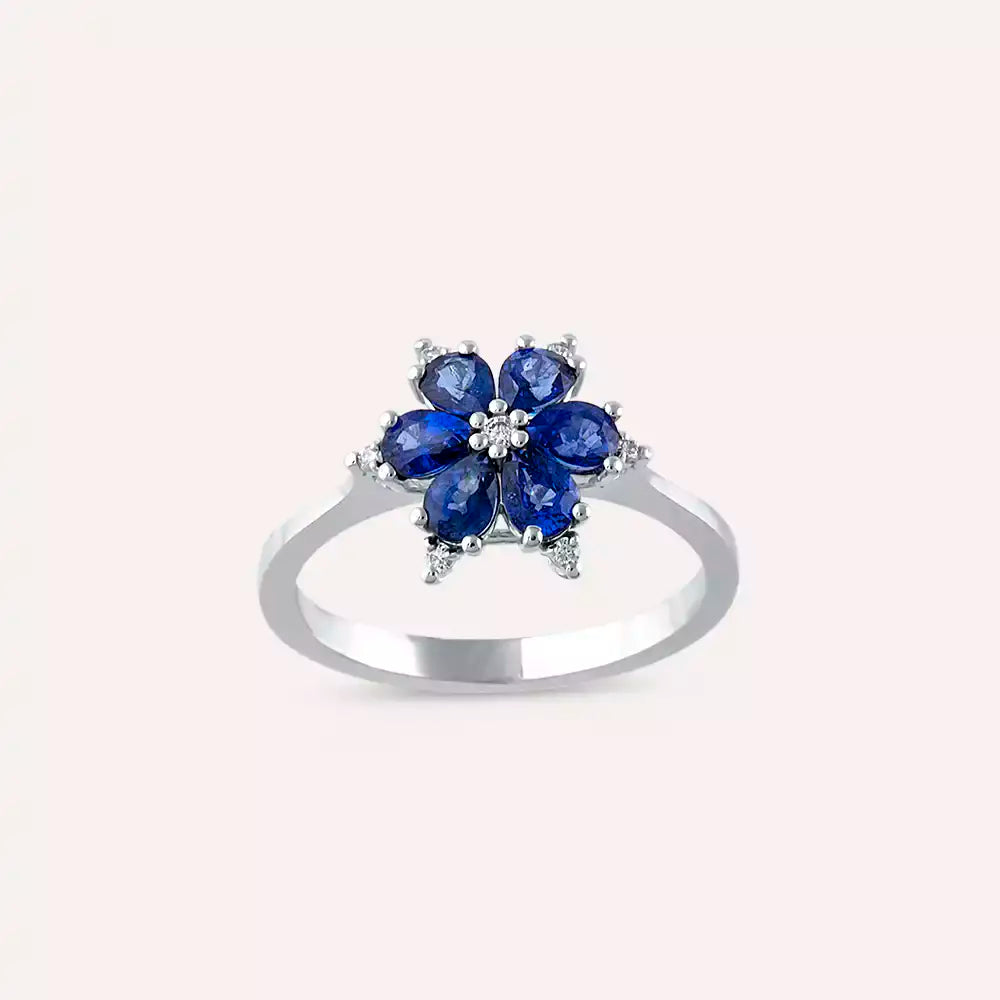 Talia 1.38 CT Safir Taşlı Beyaz Altın Yüzük