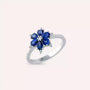 Talia 1.38 CT Safir Taşlı Beyaz Altın Yüzük