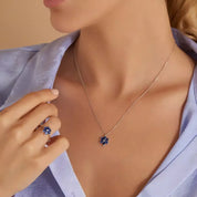Talia 1.38 CT Safir Taşlı Beyaz Altın Yüzük