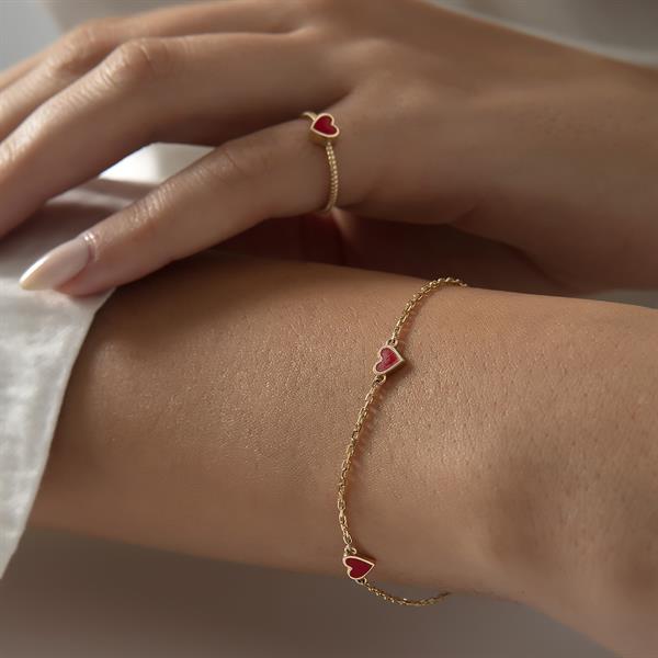 14 Ayar Altın 3'lü Love Mineli Bileklik