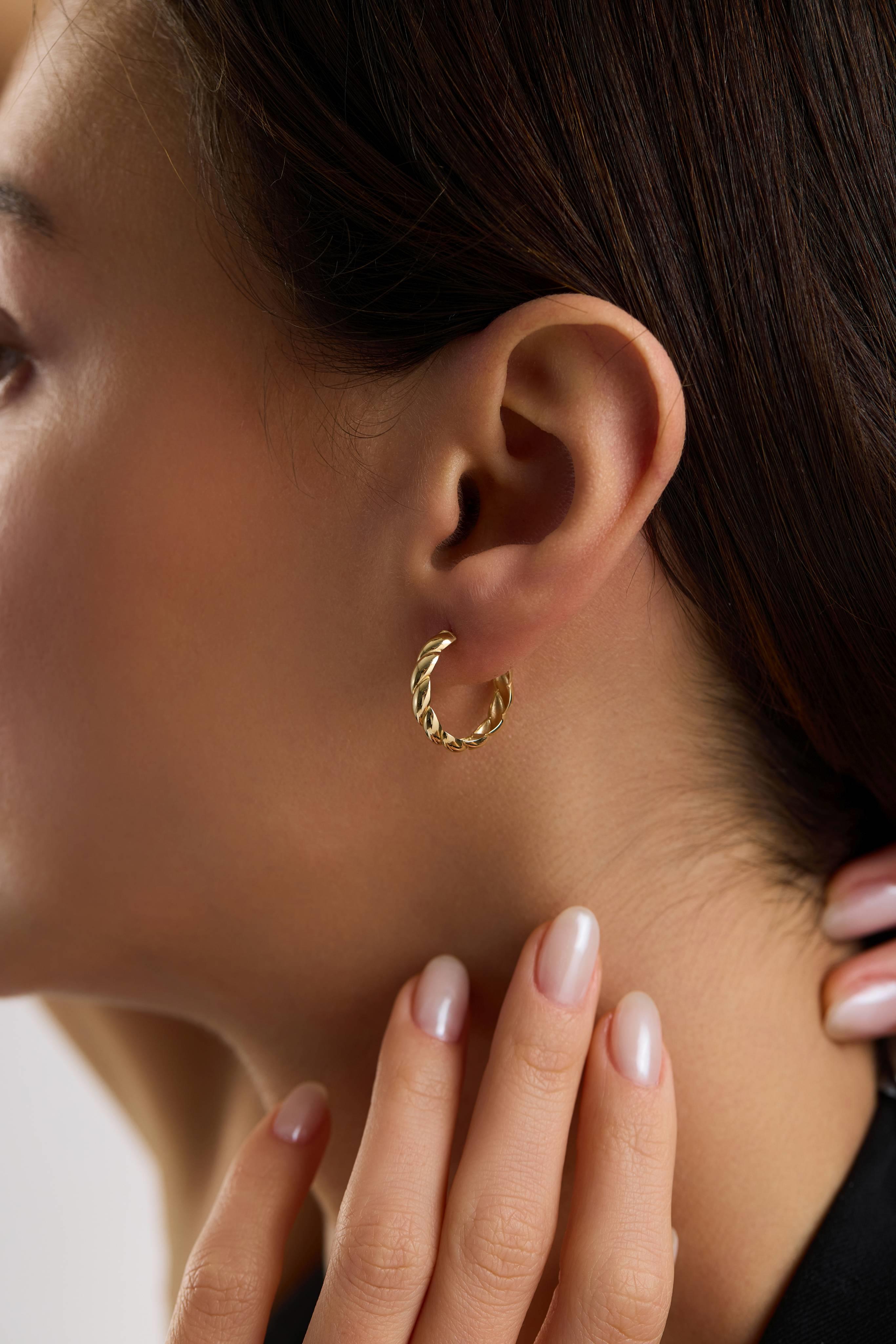 14 Ayar Altın Burgu Halka Küpe