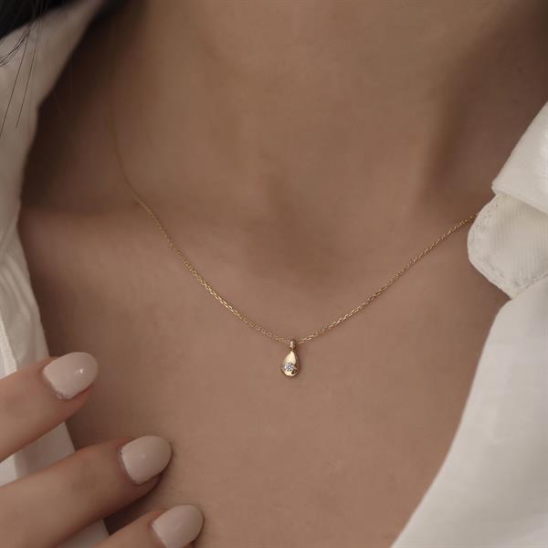 14 Ayar Altın Damla Çıtır Kolye