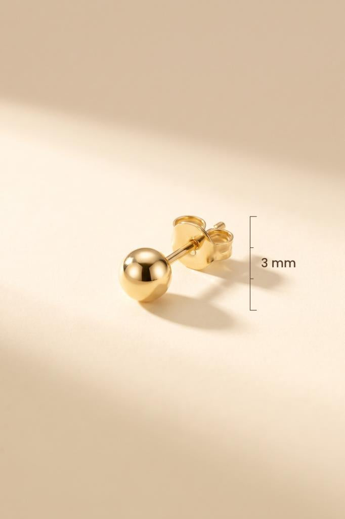 14 Ayar Altın Erkek Top Küpe 3 mm (tek)
