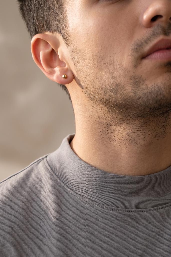 14 Ayar Altın Erkek Top Küpe 3 mm (tek)