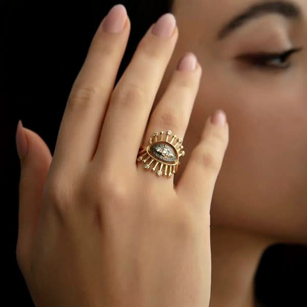 14 Ayar Altın Freya Göz Yüzük